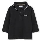 Long-sleeved polo shirt, BLACK, hi-res