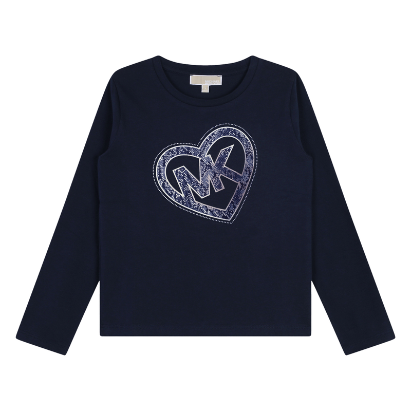 Long-Sleeved Cotton T-Shirt MICHAEL KORS 
                        GIRL