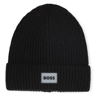Knitted hat with badge BOSS BOY
