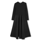 Bi-material long dress, BLACK, hi-res
