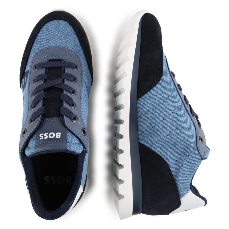 Multimaterial lace-up trainers
