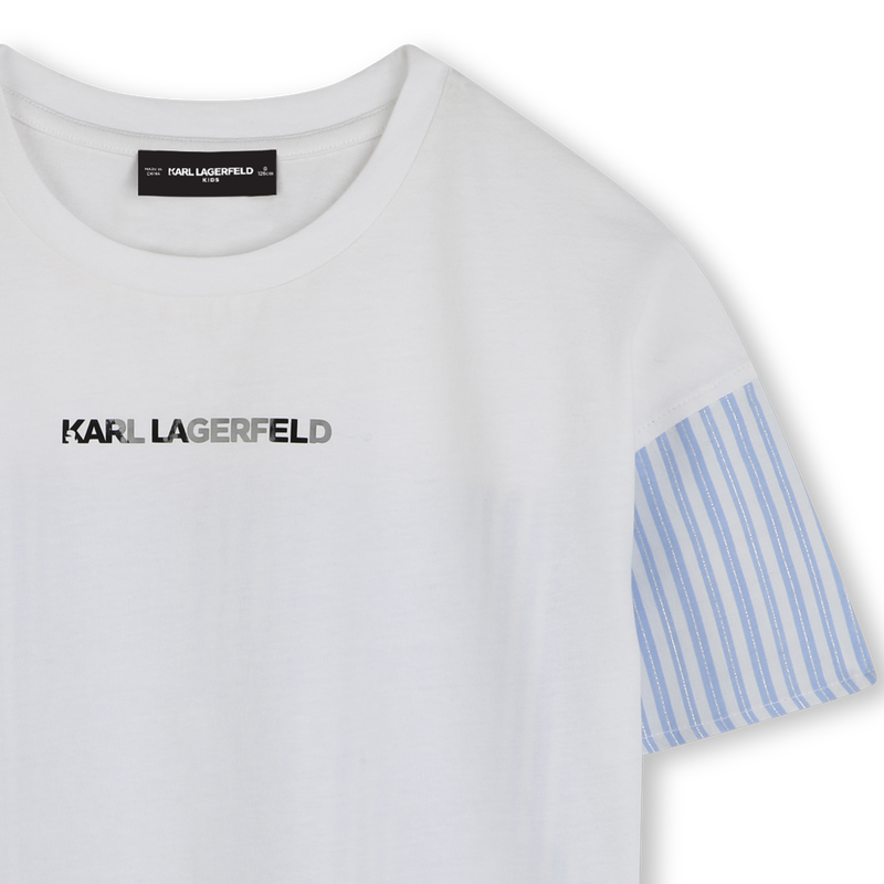 Bi-material T-shirt with print KARL LAGERFELD KIDS 
                        GIRL
