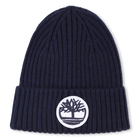 Knitted badge hat with logo, NAVY, hi-res