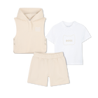 T-shirt + sweatshirt + shorts set, NEW BEIGE, hi-res