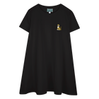 Embroidered badge flared dress, SLATE BLUE, hi-res