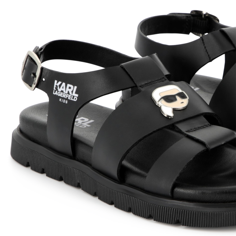Buckled leather sandals KARL LAGERFELD KIDS 
                        GIRL