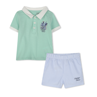 Cotton polo shirt and shorts KENZO KIDS BOY