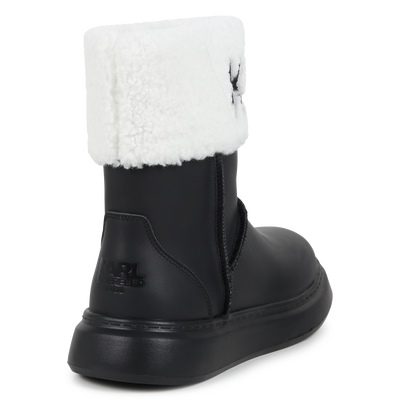 Cuffed Leather Ankle Boots KARL LAGERFELD KIDS GIRL