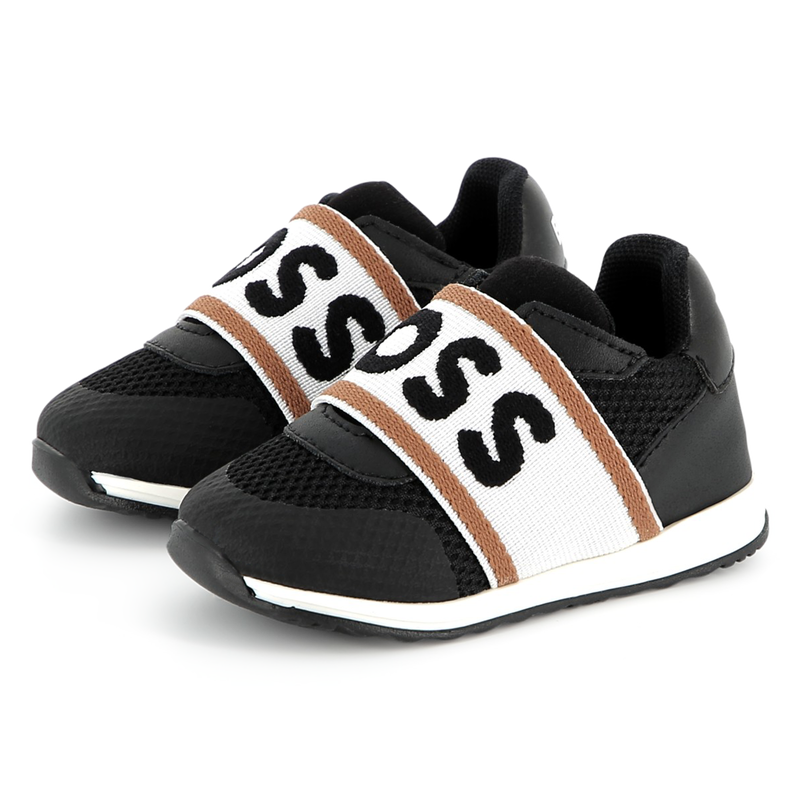 Leather and mesh trainers BOSS 
                        BOY