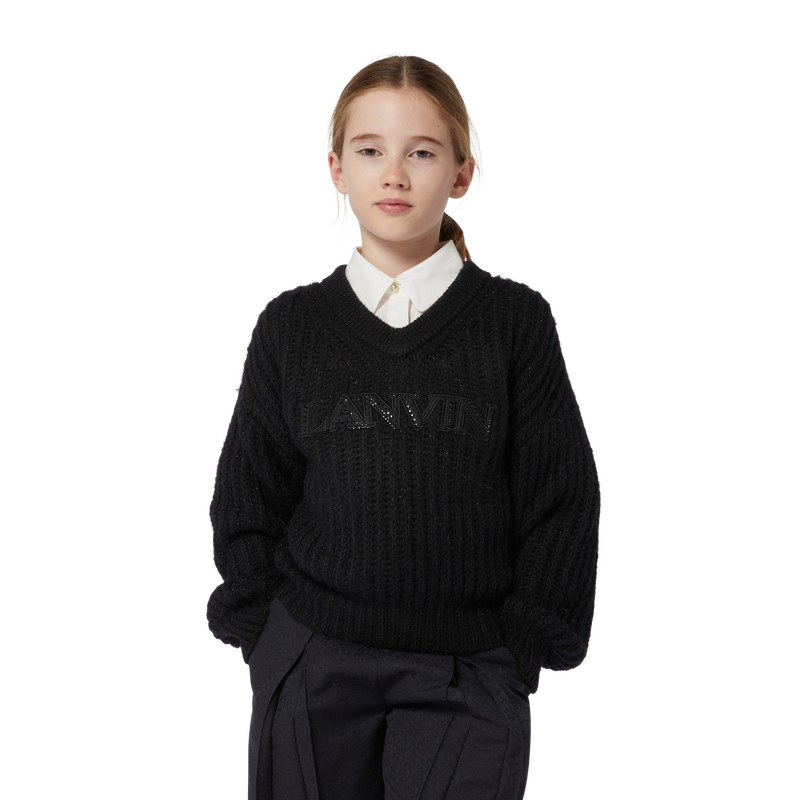 Embroidered knit V-neck jumper LANVIN 
                        GIRL