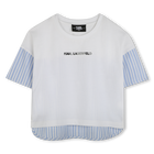 Bi-material T-shirt with print KARL LAGERFELD KIDS 
                    GIRL