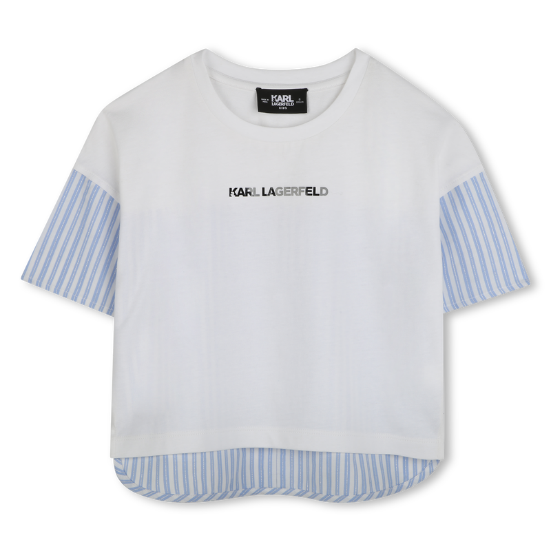 Bi-material T-shirt with print KARL LAGERFELD KIDS 
                        GIRL