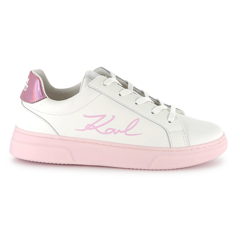 Lace-up leather trainers KARL LAGERFELD KIDS 
                        GIRL