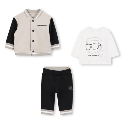 Cardigan and pants set in double jersey KARL LAGERFELD KIDS BOY