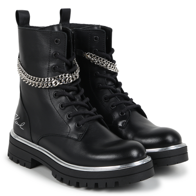 Leather Chain Ankle Boots KARL LAGERFELD KIDS GIRL