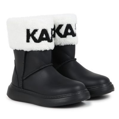 Cuffed Leather Ankle Boots KARL LAGERFELD KIDS GIRL