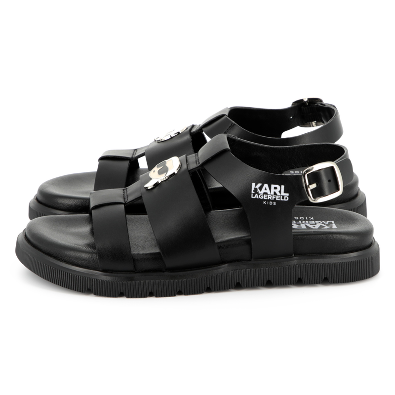 Buckled leather sandals KARL LAGERFELD KIDS 
                        GIRL