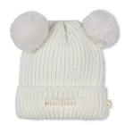 Double pompom beanie, IVORY, hi-res