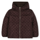 Reversible hooded puffer jacket, BROWN, hi-res
