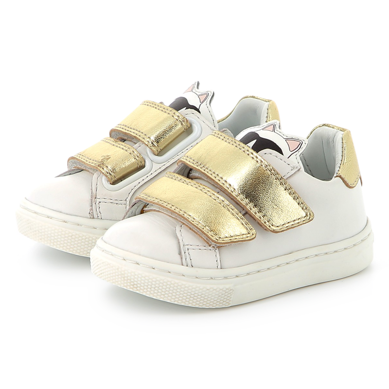 Hook-and-loop leather trainers KARL LAGERFELD KIDS 
                        GIRL