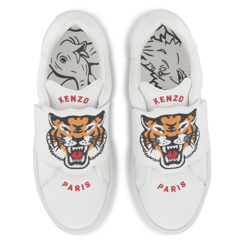 Leather hook-and-loop trainers