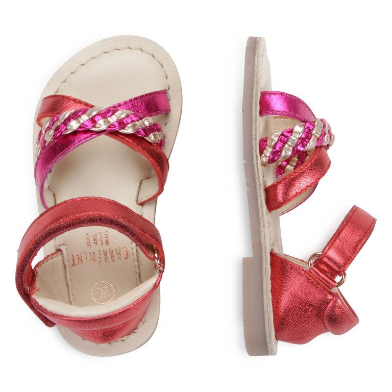 Leather hook-and-loop sandals