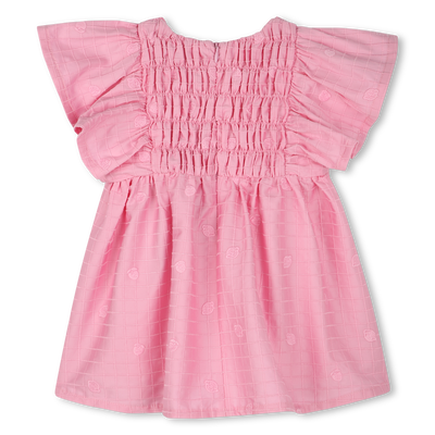 Cotton satin embroidered dress KENZO KIDS GIRL