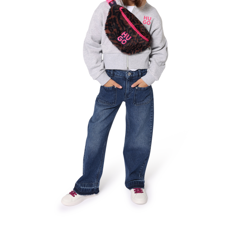 Zip-up sweatshirt with flowers HUGO 
                        GIRL