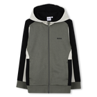 Hooded cardigan, GREEN, hi-res