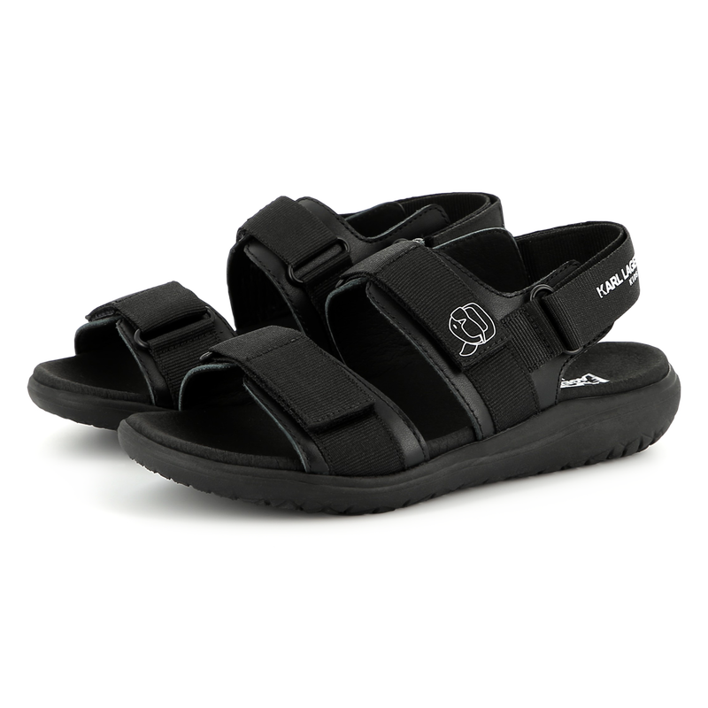 Hook-and-loop leather sandals KARL LAGERFELD KIDS 
                        BOY