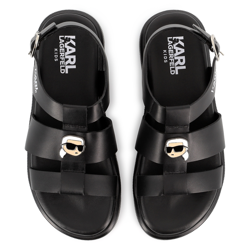 Buckled leather sandals KARL LAGERFELD KIDS 
                        GIRL