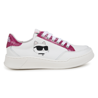 Leather lace-up trainers KARL LAGERFELD KIDS GIRL