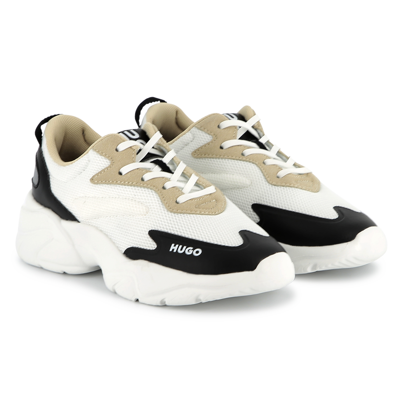 Bi-material lace-up trainers HUGO 
                        BOY
