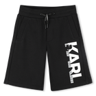 Elasticated cotton Bermudas, BLACK, hi-res