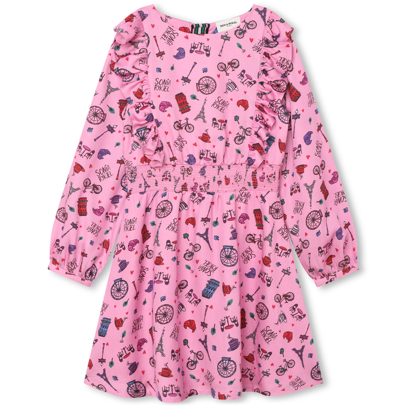 Frilled printed dress