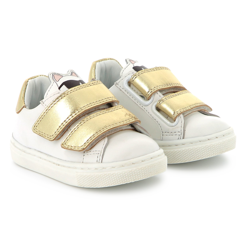 Hook-and-loop leather trainers KARL LAGERFELD KIDS 
                        GIRL