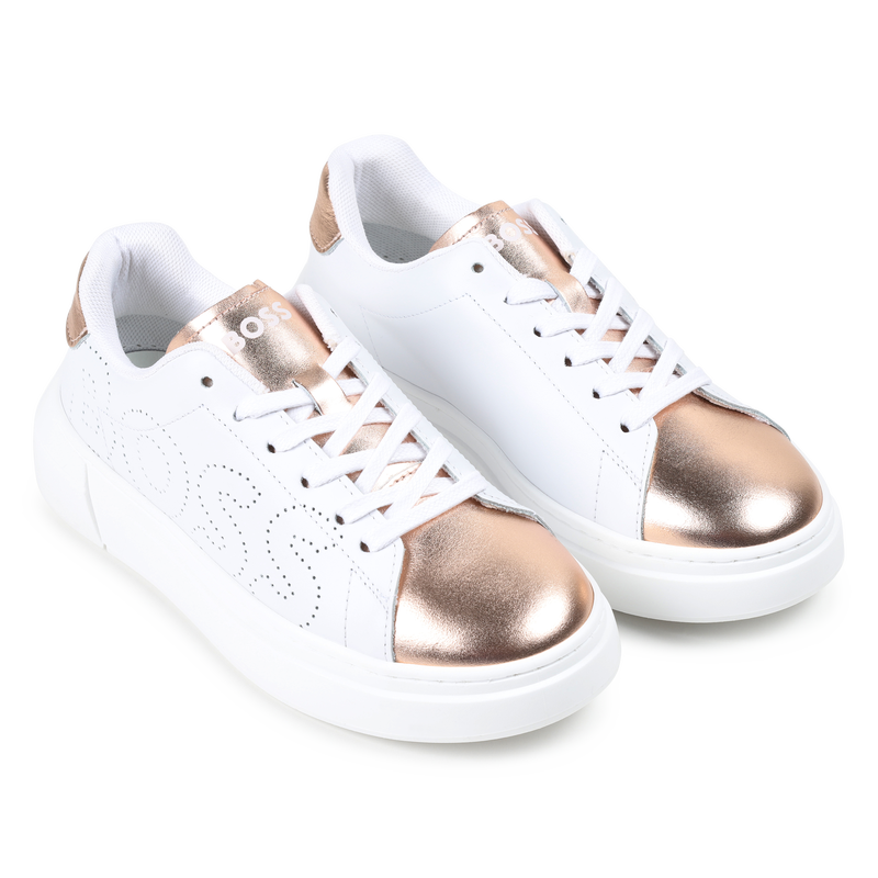 Lace-up leather trainers