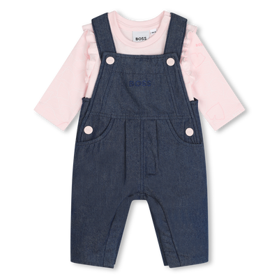 Cotton T-shirt and dungarees BOSS GIRL