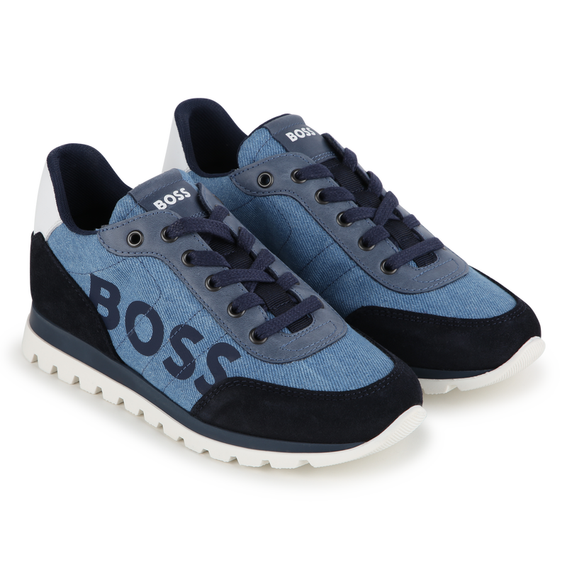 Multimaterial lace-up trainers