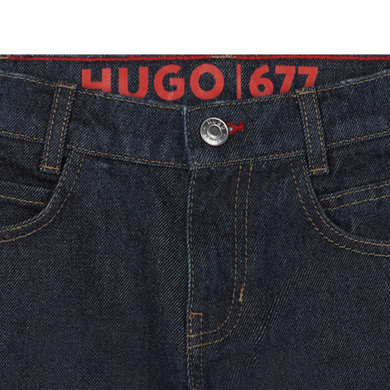 Straight cotton 5-pocket jeans HUGO 
                        BOY