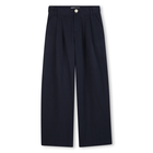 Wide leg twill trousers, NAVY, hi-res