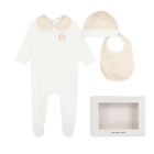 Pyjama set, hat, and bib, CREAM, hi-res