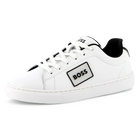 Cowhide leather sneakers, WHITE, hi-res