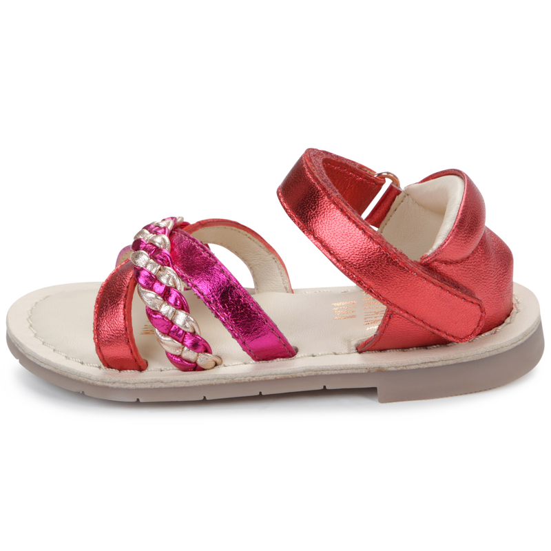 Leather hook-and-loop sandals