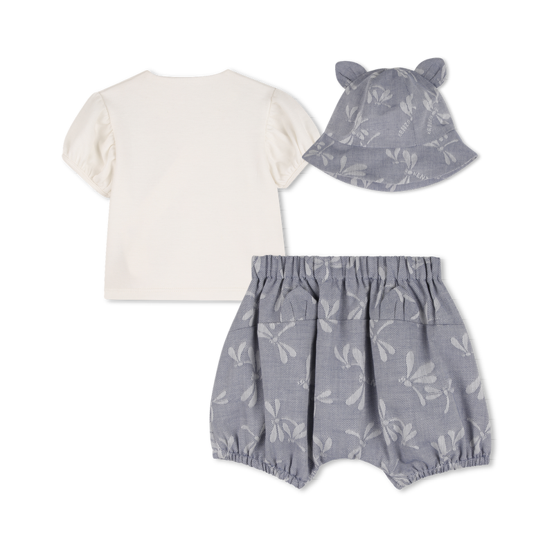 T-SHIRT, BUCKET HAT AND BIB SET KENZO KIDS 
                        GIRL