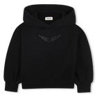 Dropped shoulder hoodie, BLACK, hi-res