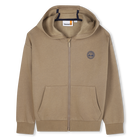 Hooded jogging cardigan, KHAKI, hi-res
