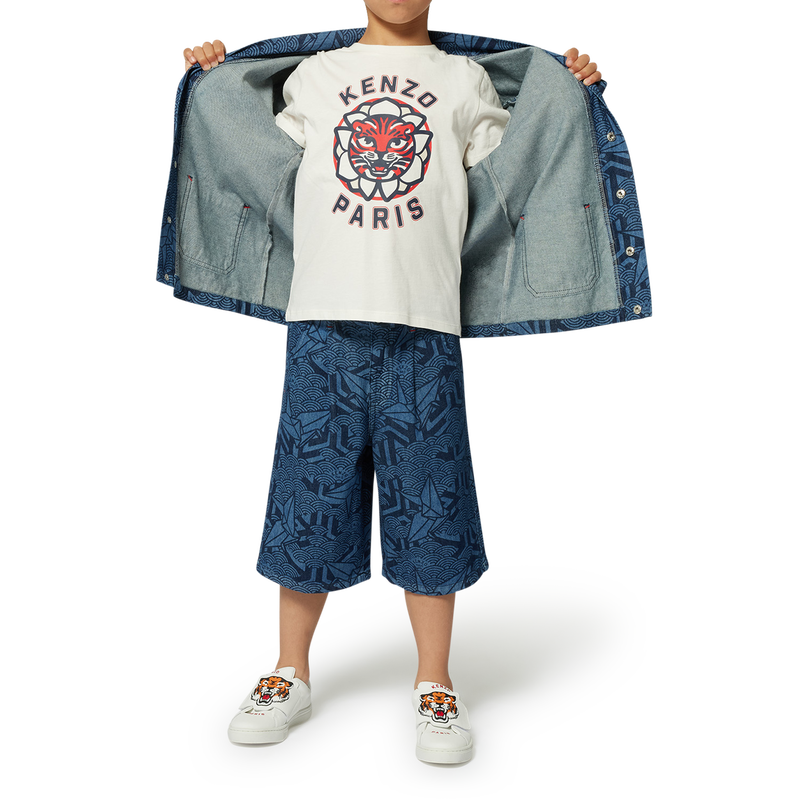 Printed denim Bermuda shorts KENZO KIDS 
                        BOY