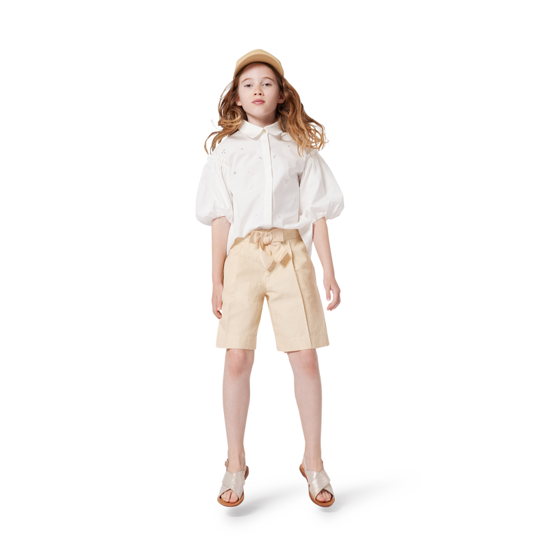 Flared cotton-blend Bermudas