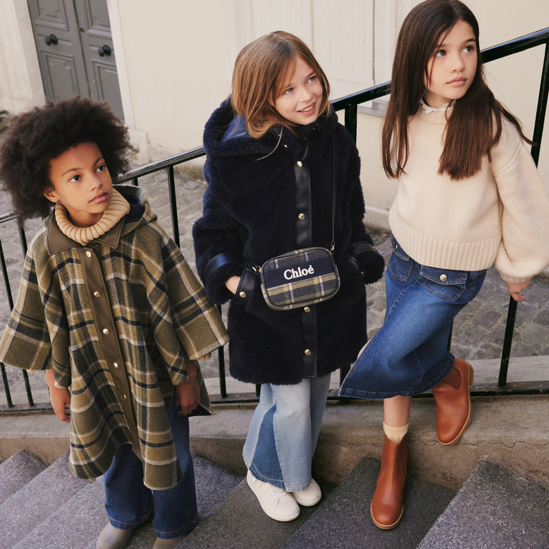 Hooded coat in sheepskin fleece CHLOE 
                        GIRL